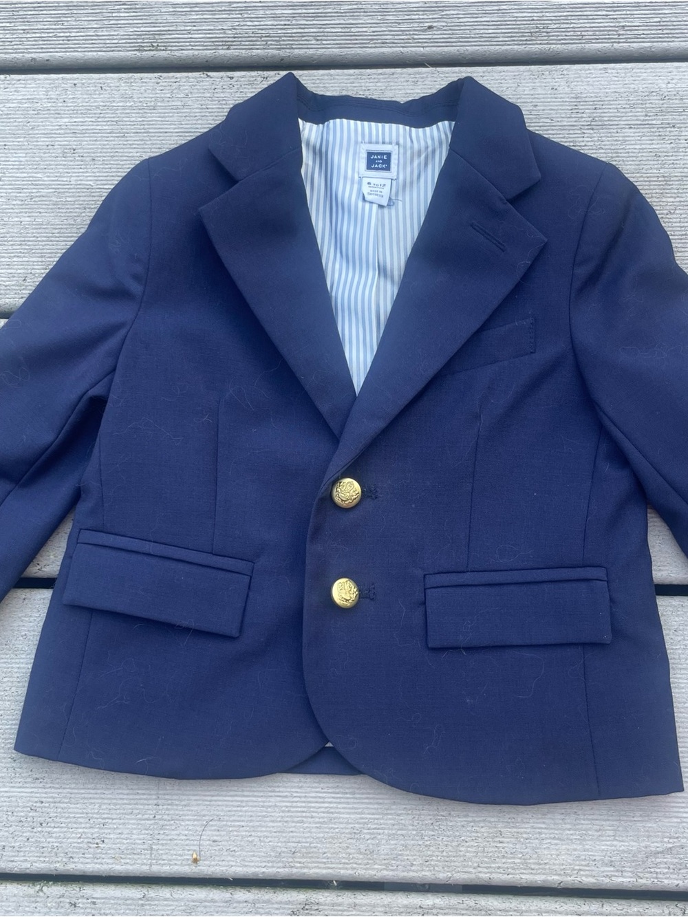 Janie And Jack The Classic Blazer Navy Single Breasted Gold Buttons 6-12 M
